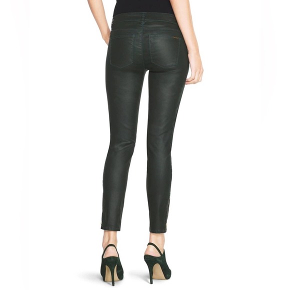 WHBM x Saint Honore Spruce Green Coated Skinny Jean Zip Ankle Women’s Si… - Picture 4 of 12